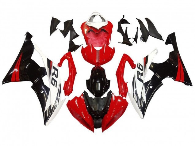 Lojas Kits Carenagem Moto Yamaha YZF R6 2008-2016 - Branco Vermelho Preto Brilhante