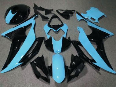 Lojas Carenagens Moto Yamaha YZF R6 2008-2016 - Azul Claro Preto Brilhante