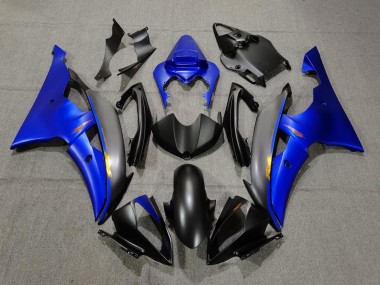 Lojas Carenagens Moto Yamaha YZF R6 2008-2016 - Azul Preto Fosco Amarelo Decalques