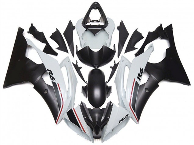 Lojas Carenagem Moto Yamaha YZF R6 2008-2016 - Branco Preto Fosco Vermelho