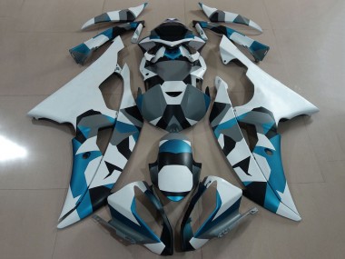 Lojas Carenagem Moto Yamaha YZF R6 2008-2016 - Branco Azul Cinzento Preto Camouflage