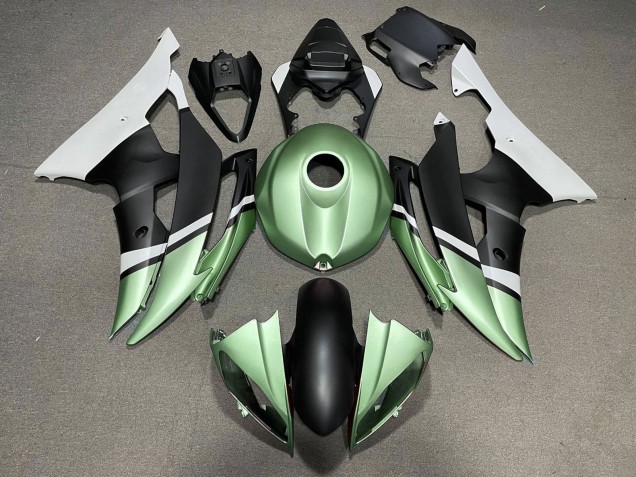 Lojas Carenagens Moto Yamaha YZF R6 2008-2016 - Branco Verde Preto Fosco