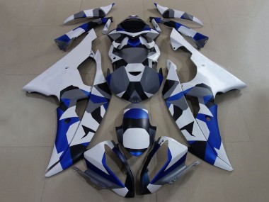 Lojas Carenagens Moto Yamaha YZF R6 2008-2016 - Branco Azul Cinzento Camouflage