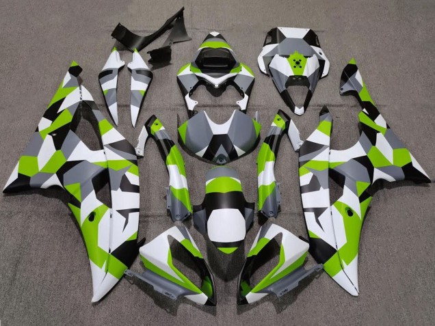 Lojas Carenagens Moto Yamaha YZF R6 2008-2016 - Branco Verde Cinzento Preto Camouflage
