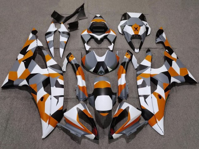 Lojas Carenagens Moto Yamaha YZF R6 2008-2016 - Branco Laranja Cinzento Preto Camouflage