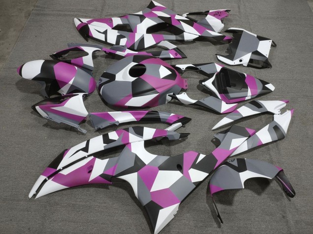 Lojas Carenagens Moto Yamaha YZF R6 2008-2016 - Branco Rosa Cinzento Preto Camouflage