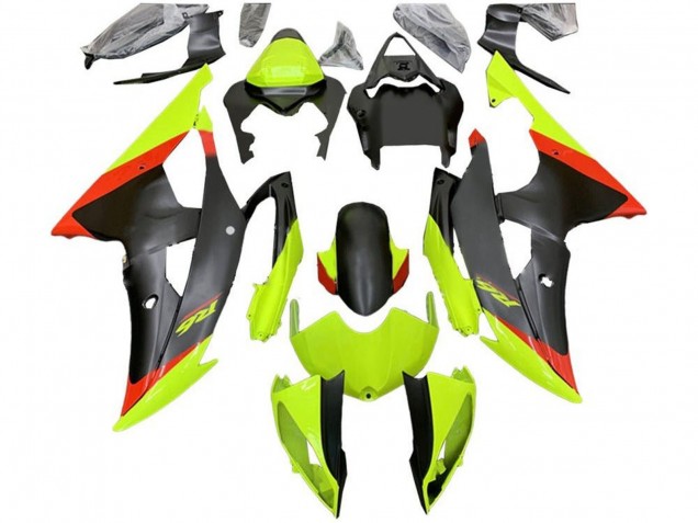 Lojas Carenagens Moto Yamaha YZF R6 2008-2016 - Verde Vermelho Preto Fosco