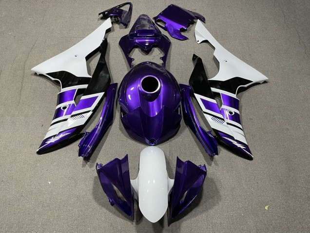 Lojas Carenagens Moto Yamaha YZF R6 2008-2016 - Branco Roxo Preto Listra