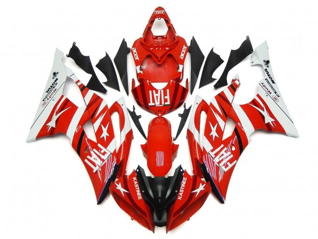 Lojas Carenagens Moto Yamaha YZF R6 2008-2016 - Branco Vermelho Preto Fiat