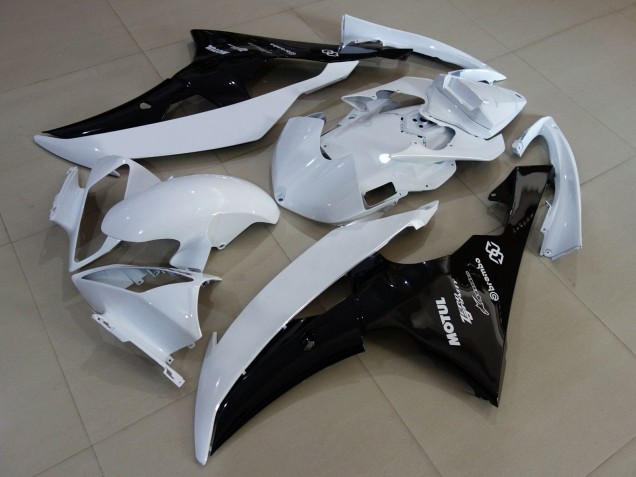 Lojas Carenagens Moto Yamaha YZF R6 2008-2016 - Branco Preto Brilhante