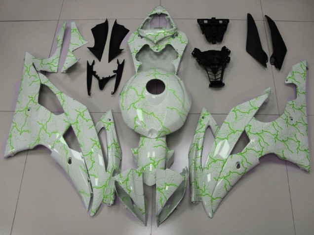 Lojas Carenagens Moto Yamaha YZF R6 2008-2016 - Branco Verde Lightning