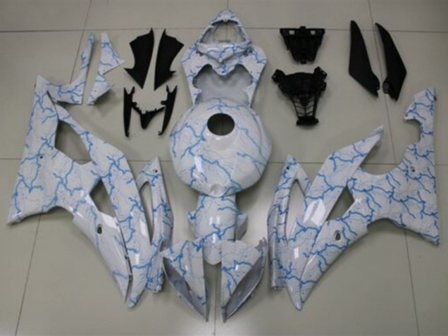 Lojas Carenagens Moto Yamaha YZF R6 2008-2016 - Branco Azul Claro Lightning