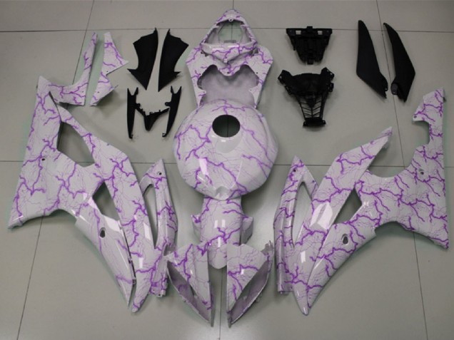 Lojas Carenagens Moto Yamaha YZF R6 2008-2016 - Branco Roxo Lightning