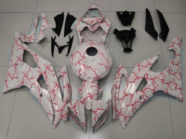 Lojas Carenagens Moto Yamaha YZF R6 2008-2016 - Branco Vermelho Lightning
