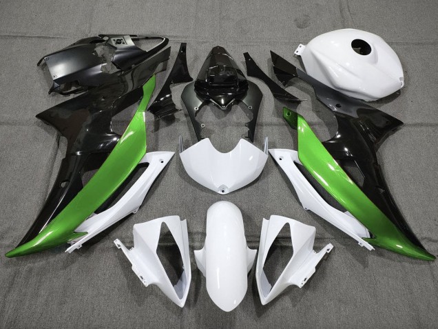 Lojas Carenagens Moto Yamaha YZF R6 2008-2016 - Branco Verde Preto Brilhante