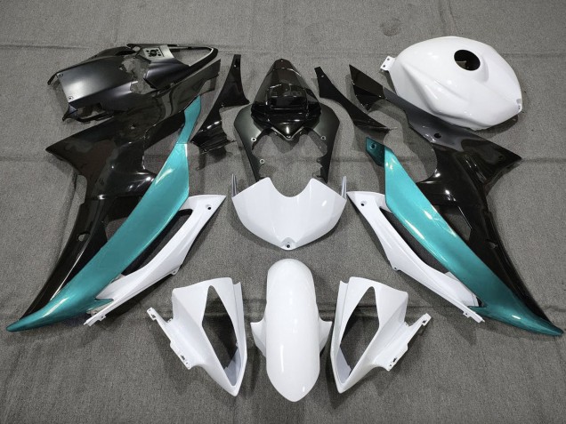Lojas Carenagens Moto Yamaha YZF R6 2008-2016 - Branco Preto Azul Petróleo