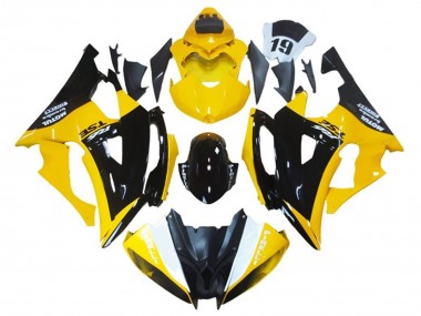 Lojas Carenagem Moto Yamaha YZF R6 2008-2016 - Amarelo Preto Brilhante