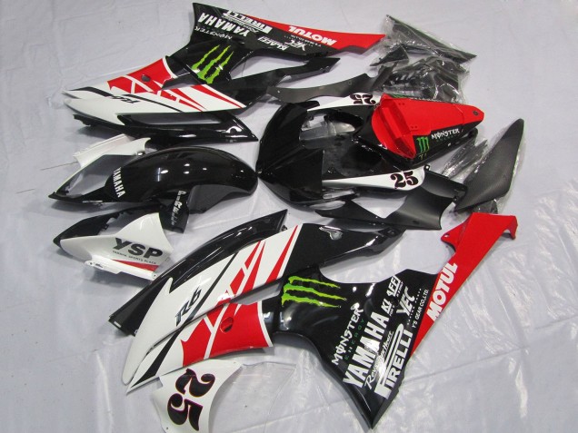 Lojas Carenagens Moto Yamaha YZF R6 2008-2016 - Branco Vermelho Preto Brilhante Verde Monstro 25