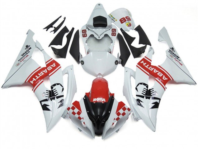 Lojas Carenagens Moto Yamaha YZF R6 2008-2016 - Branco Vermelho Preto Motul Michelin Abarth 89