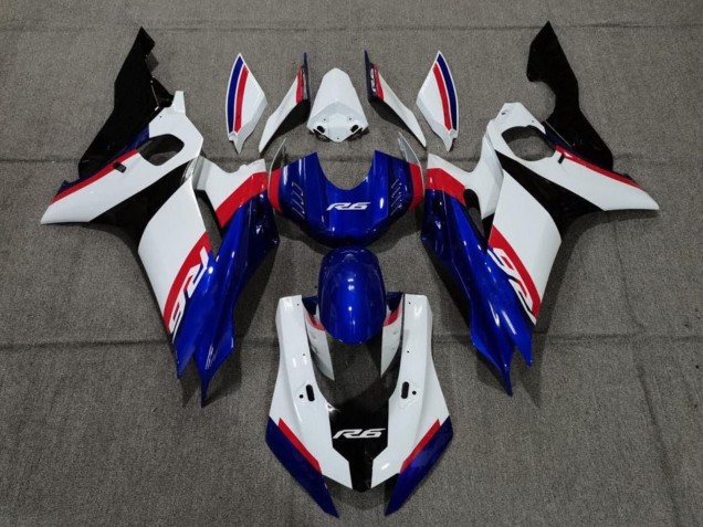 Lojas Carenagem Moto Yamaha YZF R6 2017-2023 - Branco Vermelho Azul Preto
