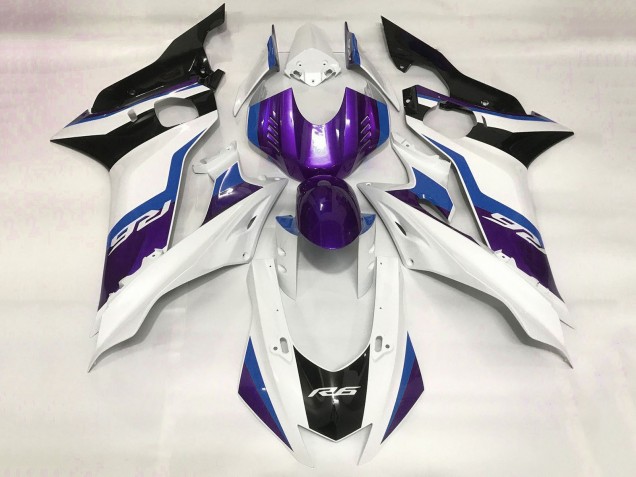 Lojas Carenagem Moto Yamaha YZF R6 2017-2023 - Branco Azul Roxo Preto