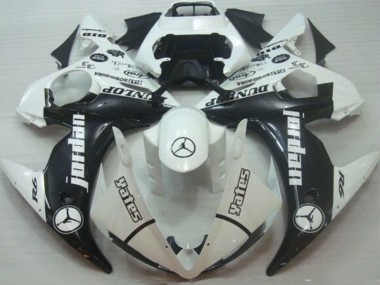 Lojas Carenagens Moto Yamaha YZF R6 2005 - Branco Preto Brilhante Jordan Dunlop