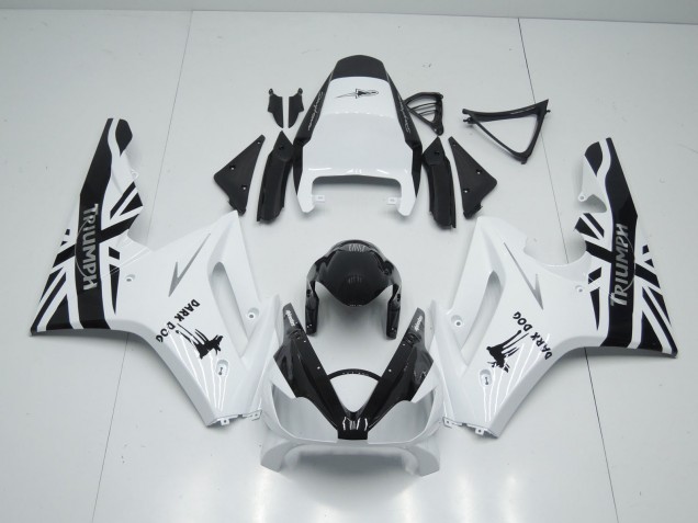 Lojas Carenagens Moto Triumph Daytona 675 Triple 2006-2008 - Branco Preto Brilhante Dark Dog
