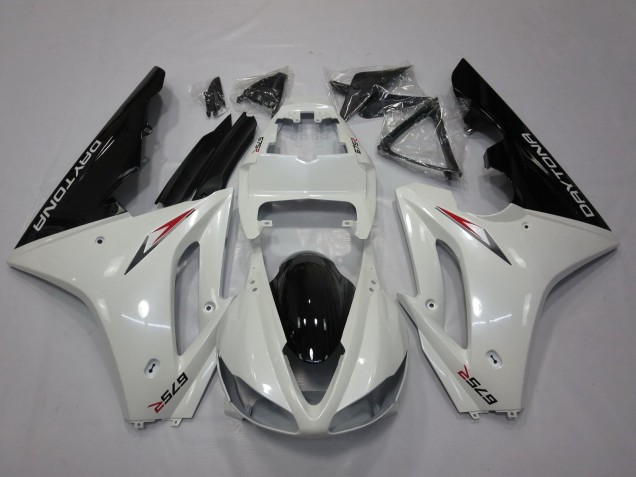 Lojas Carenagem Moto Triumph Daytona 675 Triple 2009-2012 - Branco Preto Brilhante