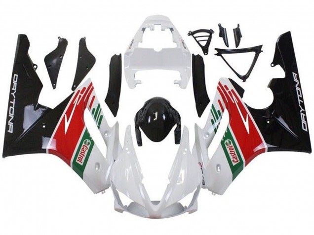 Lojas Carenagens Moto Triumph Daytona 675 Triple 2009-2012 - Branco Vermelho Verde Preto Brilhante Castrol