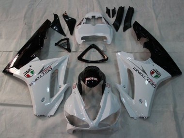 Lojas Carenagens Moto Triumph Daytona 675 Triple 2009-2012 - Branco Preto Brilhante Motul