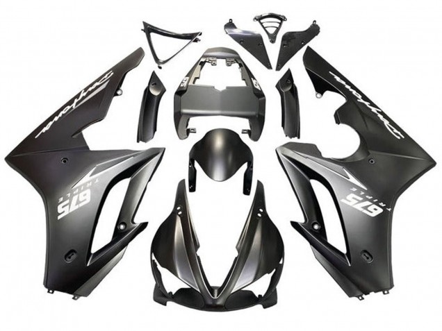 Lojas Carenagens Moto Triumph Daytona 675 Triple 2009-2012 - Preto Fosco Branco Decalques