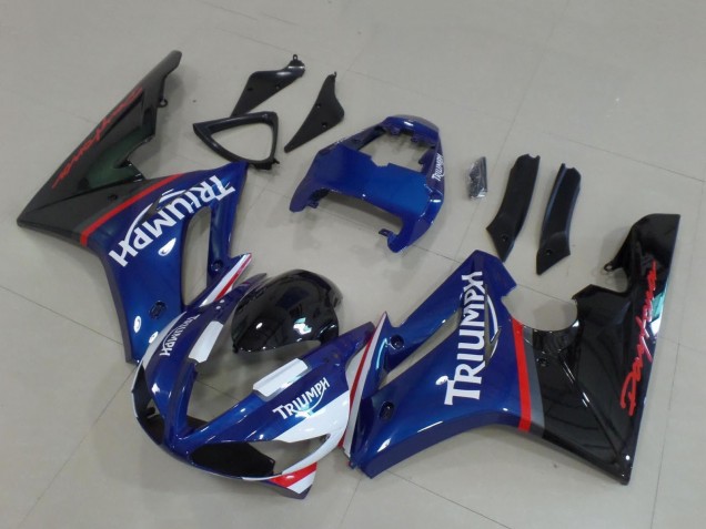 Lojas Carenagens Moto Triumph Daytona 675 Triple 2009-2012 - Azul Vermelho Branco Preto Brilhante