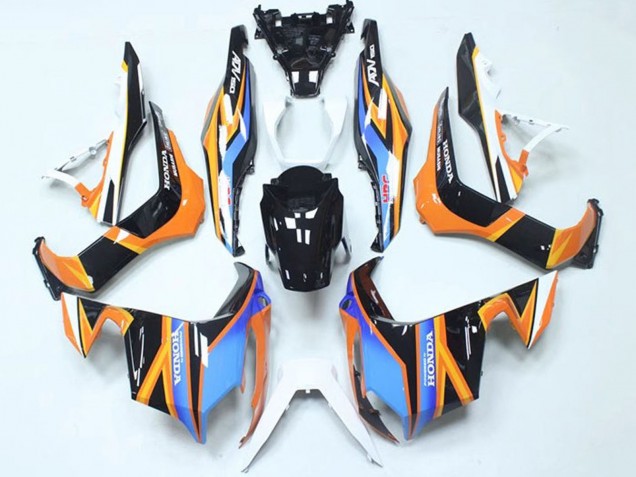 Lojas Carenagens Moto Honda ADV150 2018-2021 - Azul Laranja Preto Brilhante