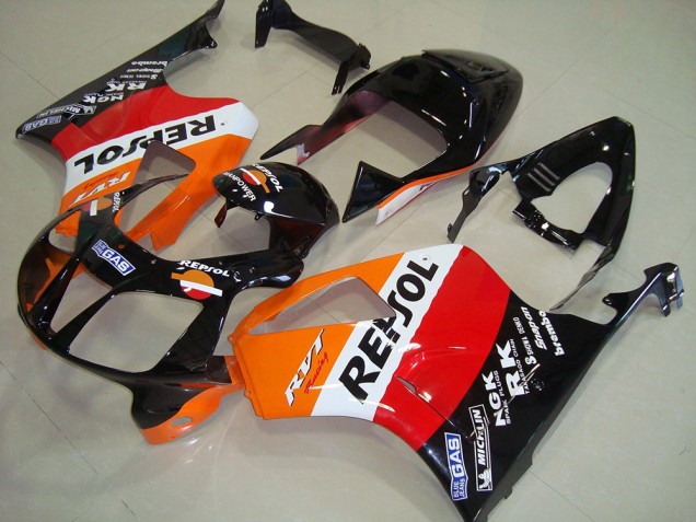 Lojas Carenagens Moto Honda VTR1000 2000-2006 - Laranja Branco Vermelho Preto Brilhante Repsol