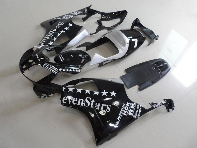 Lojas Carenagens Moto Honda VTR1000 2000-2006 - Preto Brilhante Branco SevenStars