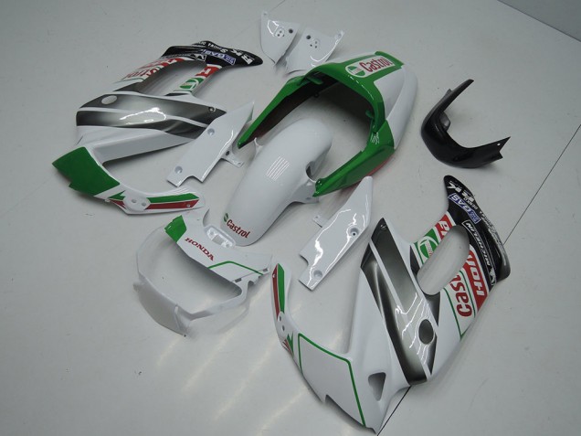 Lojas Carenagens Moto Honda VTR1000F 1997-2005 - Branco Verde Preto Brilhante Castrol