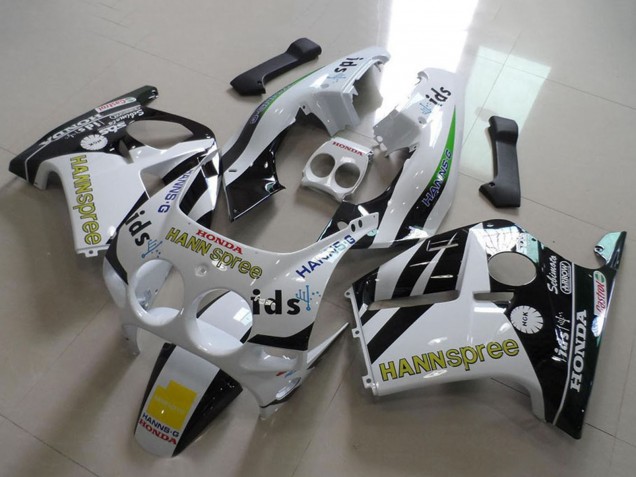 Lojas Carenagens Moto Honda CBR250RR MC19 1988-1989 - Branco Amarelo Preto Brilhante Hannspree
