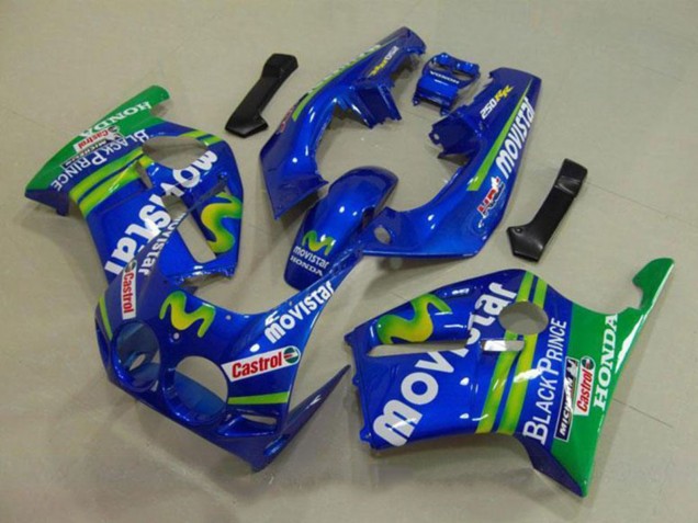 Lojas Carenagens Moto Honda CBR250RR MC19 1988-1989 - Azul Verde Branco MoviStar Vermelho Castrol
