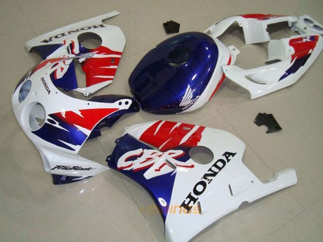 Lojas Carenagem Moto Honda CBR250RR MC22 1990-1998 - Branco Vermelho Azul