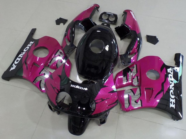 Lojas Kits Carenagem Moto Honda CBR250RR MC22 1990-1998 - Rosa Preto Brilhante