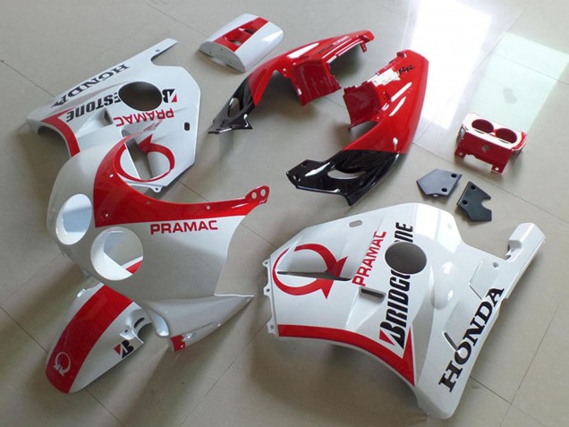 Lojas Carenagens Moto Honda CBR250RR MC22 1990-1998 - Branco Vermelho Pramac Bridgestone