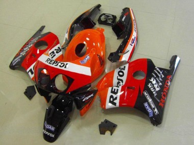 Lojas Carenagens Moto Honda CBR250RR MC22 1990-1998 - Laranja Branco Vermelho Preto Brilhante HRC Repsol