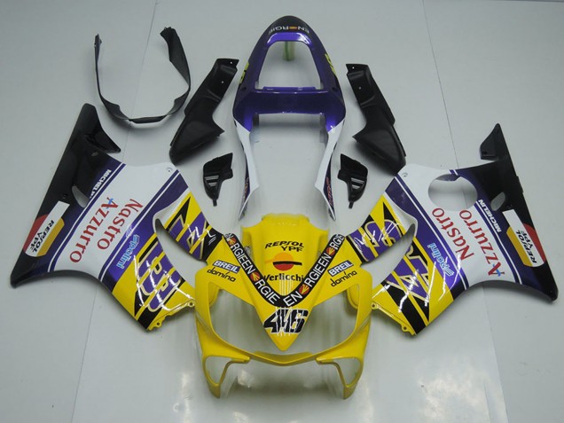 Lojas Carenagens Moto Honda CBR600 F4i 2001-2003 - Amarelo Branco Azul Preto Vermelho Nastro Azzurro