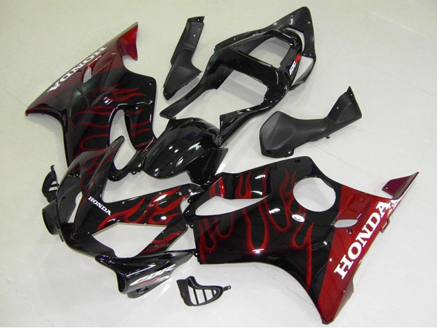 Lojas Carenagens Moto Honda CBR600 F4i 2001-2003 - Preto Brilhante Vermelho Chama
