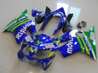 Lojas Carenagens Moto Honda CBR600 F4i 2004-2007 - Azul Verde MoviStar Castrol