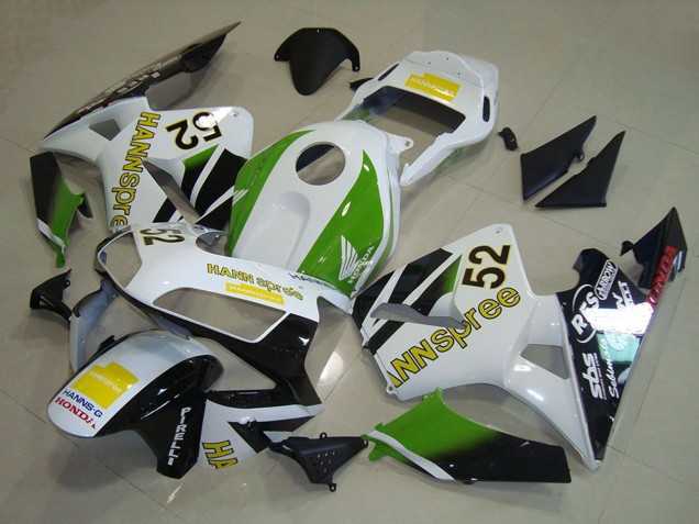 Lojas Carenagens Moto Honda CBR600RR 2003-2004 - Branco Verde Amarelo Preto Brilhante Hannspree 52