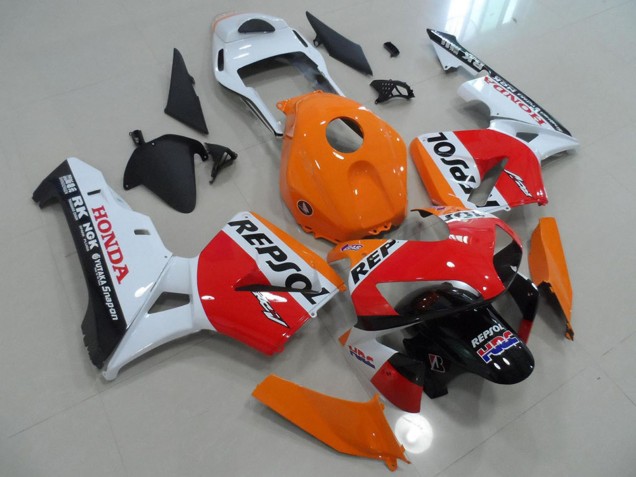 Lojas Carenagens Moto Honda CBR600RR 2003-2004 - Laranja Branco Vermelho Preto Brilhante Repsol HRC