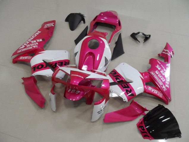 Lojas Carenagens Moto Honda CBR600RR 2003-2004 - Branco Rosa Preto Repsol
