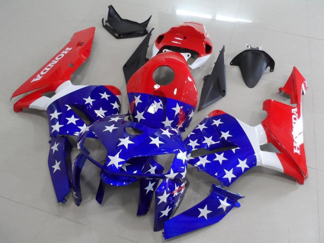 Lojas Carenagens Moto Honda CBR600RR 2005-2006 - Vermelho Azul Branco Bandeira Americana