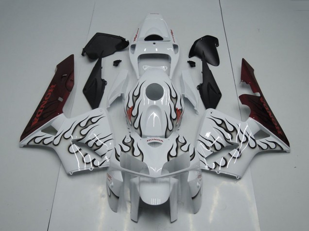 Lojas Carenagem Moto Honda CBR600RR 2005-2006 - Branco Preto Chama